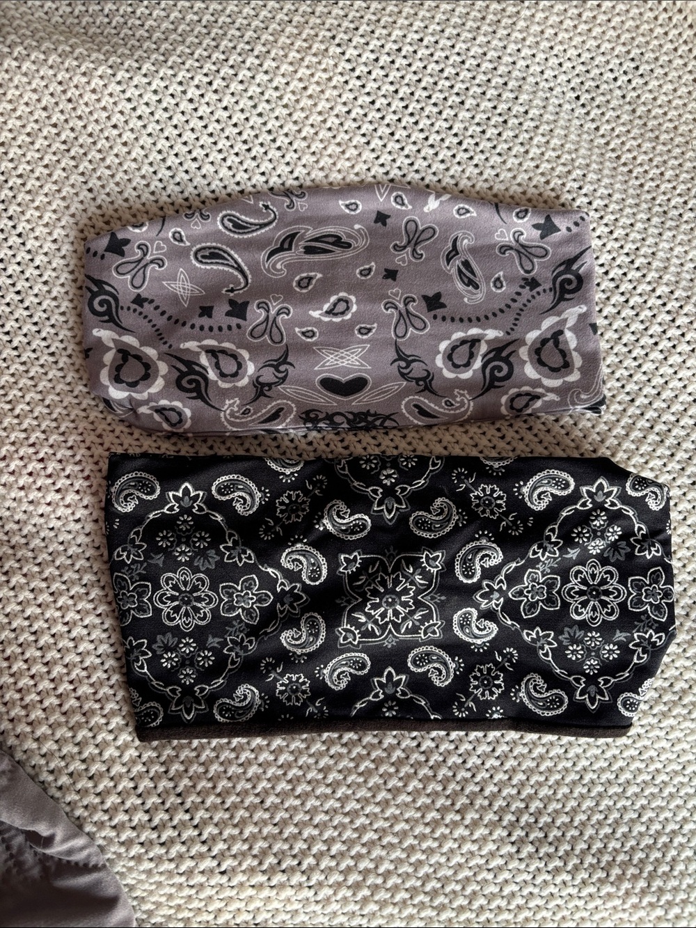 Bandana-for riding motorcycles- Black and Gray Paisley